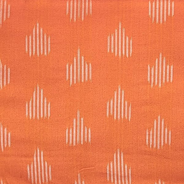 Pure Cotton Ikkat Orange With White Weaves Woven Fabric