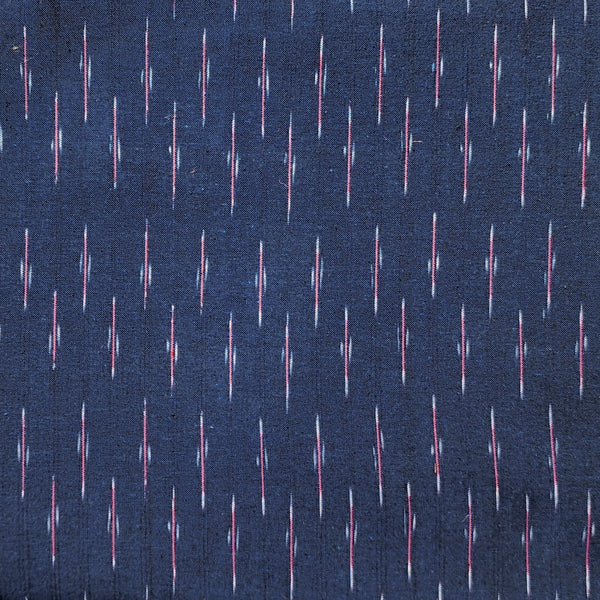 Pure Cotton Ikkat Dark Blue With Fines Weaves Woven Fabric