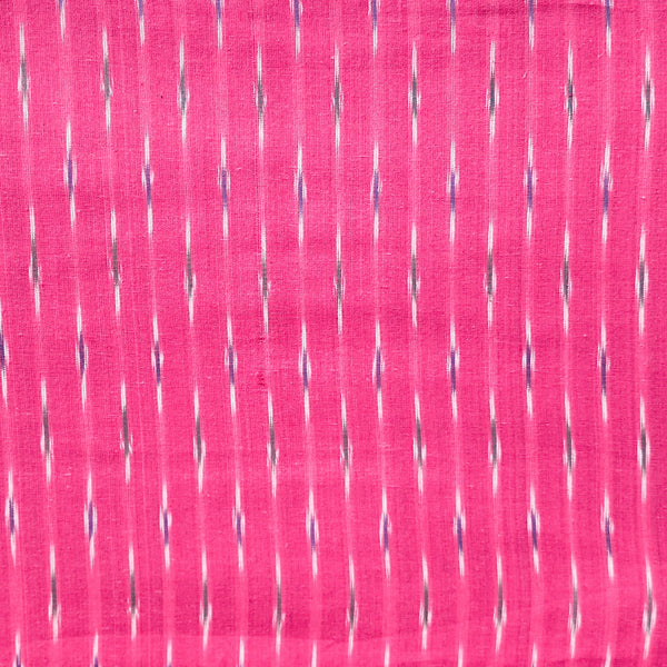 Pure Cotton Ikkat Pink With Fines Weaves Woven Fabric