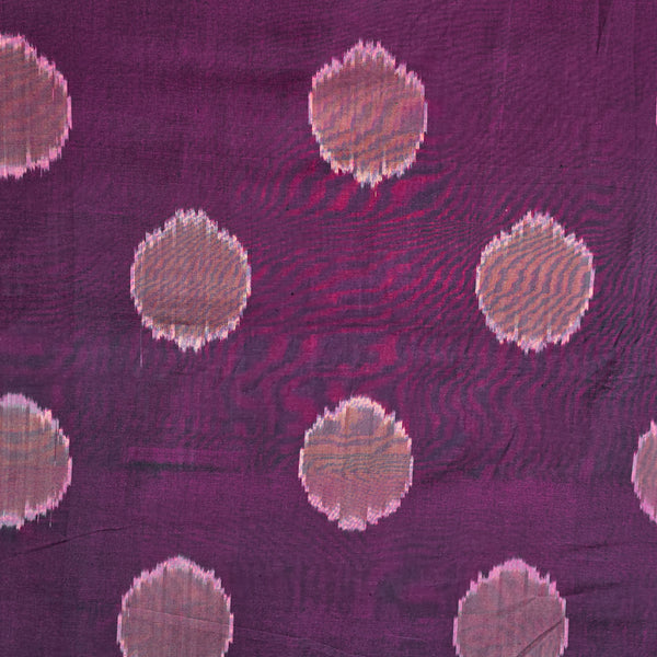 Pure Cotton Ikkat Magenta With Big Circle Motif Woven Fabric