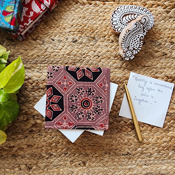 Handmade Upcycled Ajrak Rust Red With Black Box