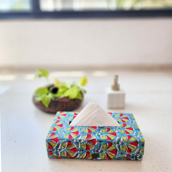 Handmade Jaipuri With Green And Red  Tissue Box