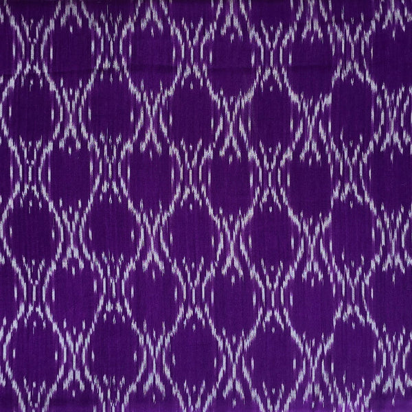 Pure Cotton Mercerised Ikkat Purple And White With Honeycomb Weaves Woven Fabric