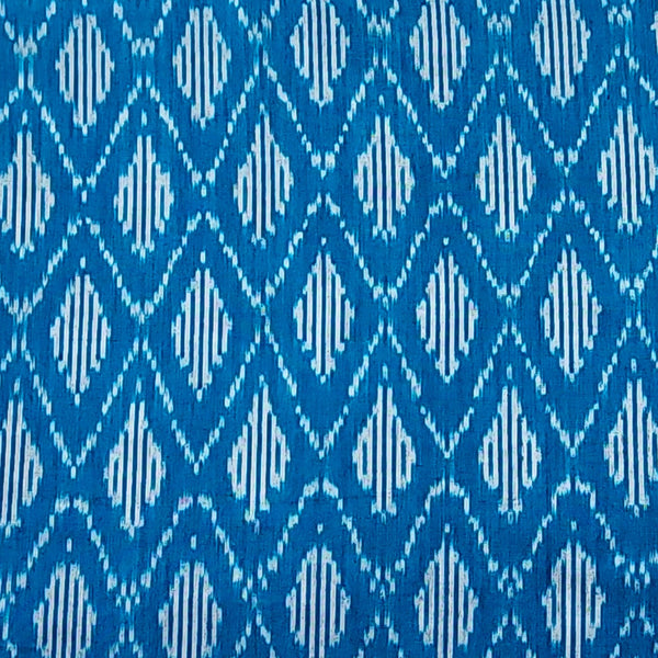 Pure Cotton Mercerised Ikkat Capri Blue Woven Fabric