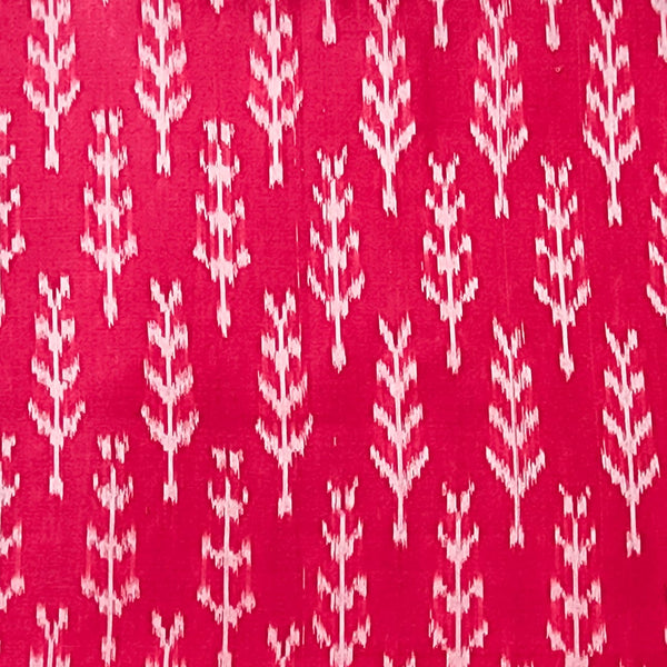 Pure Cotton Mercerised Ikkat Reddish Pink  With Off White Woven Fabric