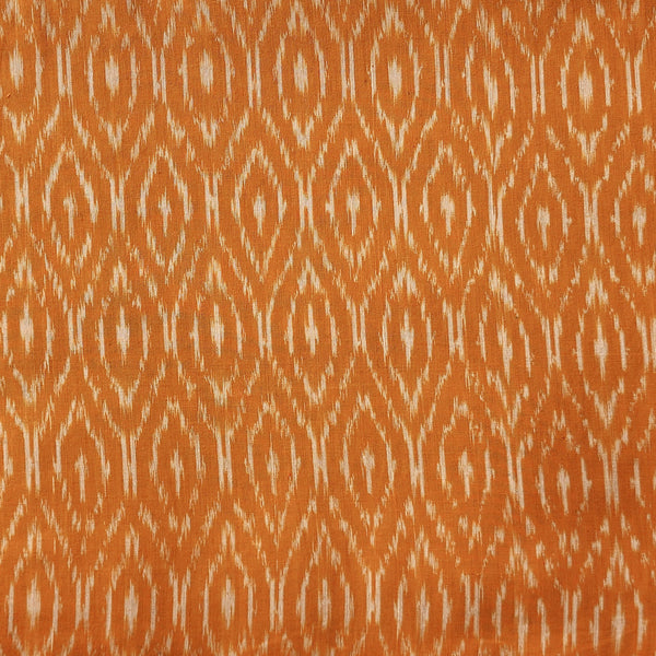 Pure Cotton Mercerised Ikkat Orange With Off White Intricate Design Woven Fabric