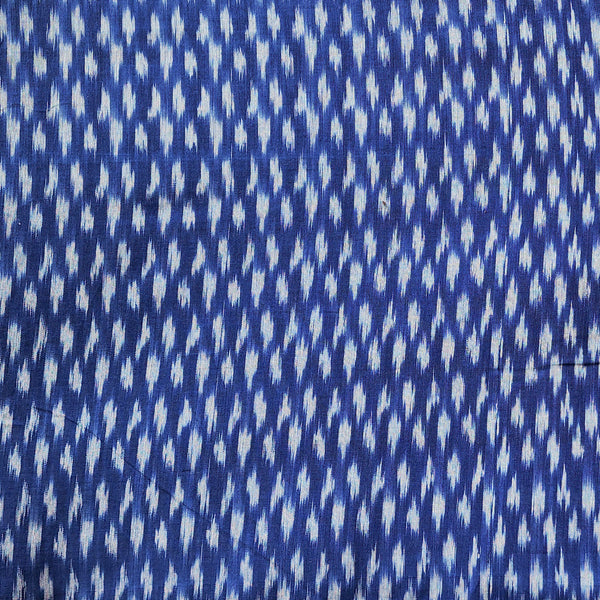 Pure Cotton Mercerised Ikkat Blue  With White Woven Fabric