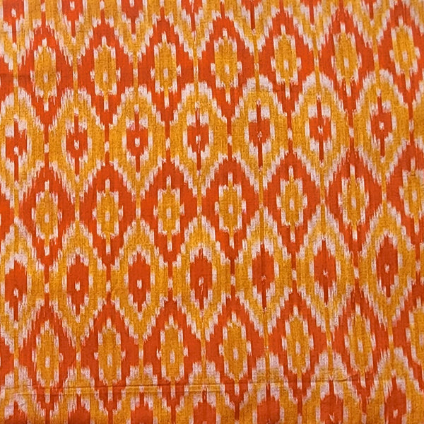 Pure Cotton Mercerised Ikkat Red With Orange Woven Fabric