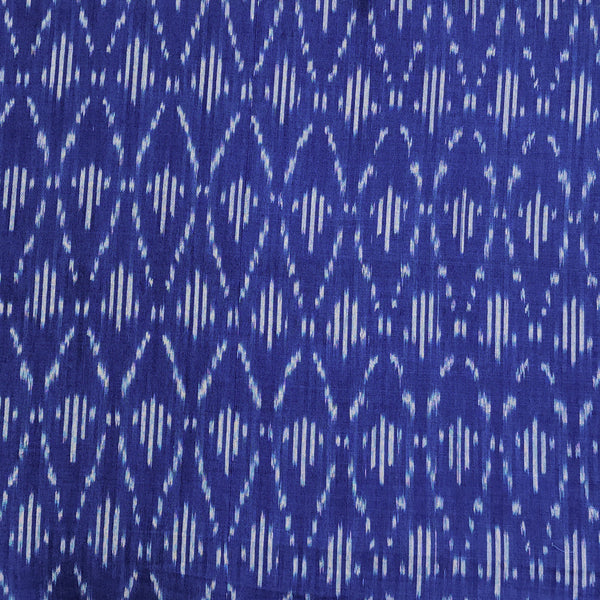 Pure Cotton Mercerised Ikkat Royal  Blue With All Over Comb Weaves Woven Fabric