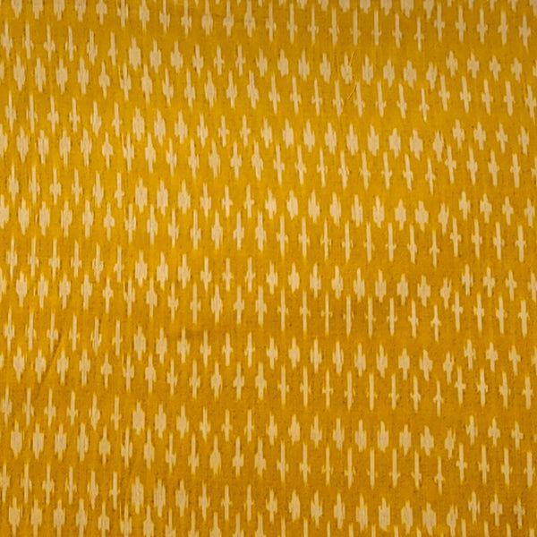 Pure Cotton Mercerised Ikkat Yellow With Cream Weaves Woven Fabric