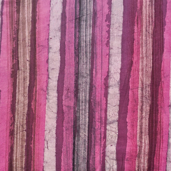 Pure Cotton Dabu Multi Blocks Stripes With Shades Of Pink And White Grey Hand Block Print Fabric