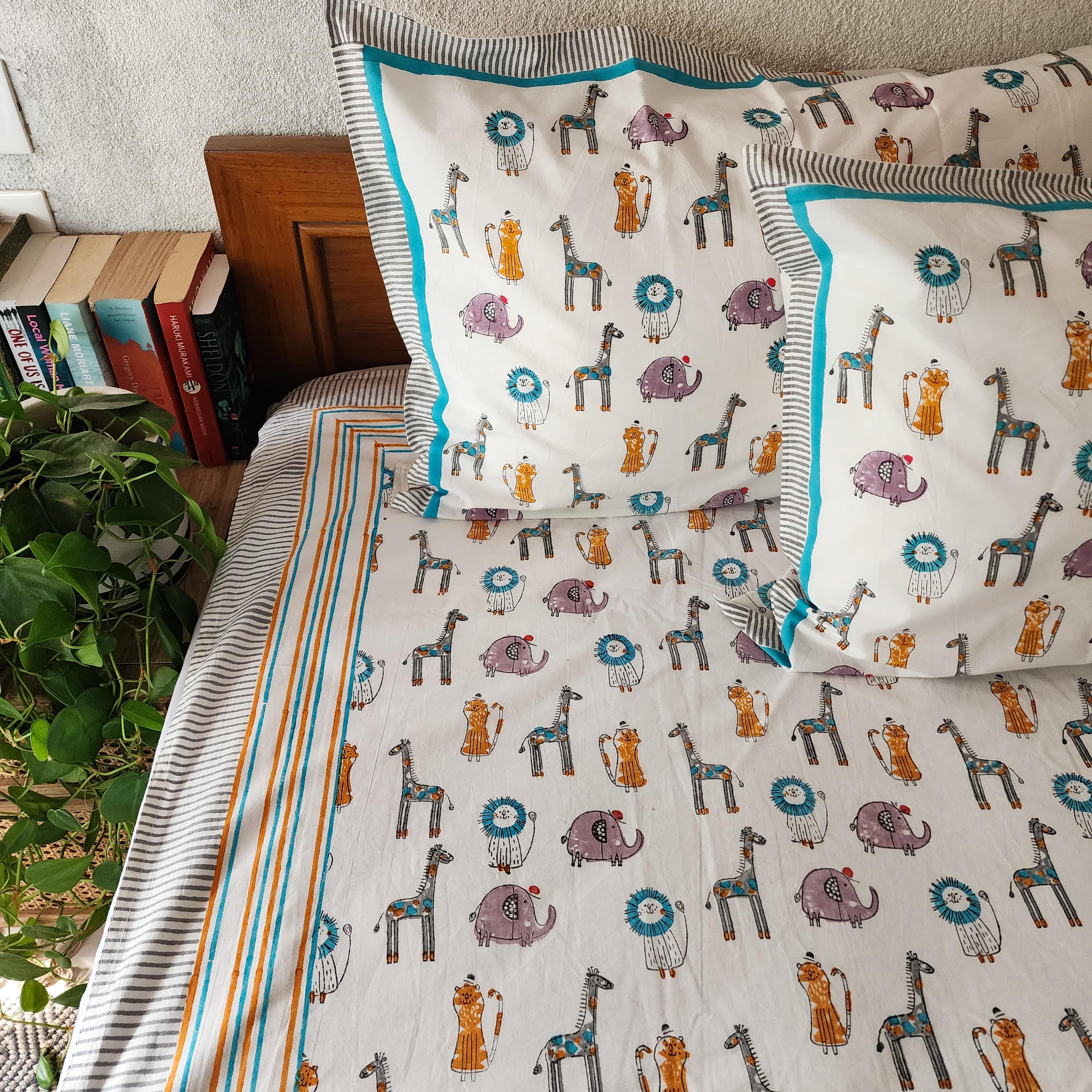 BABY BOO Pure Cotton Hand Block Printed Double Bedsheet Thread Count Sanskruti