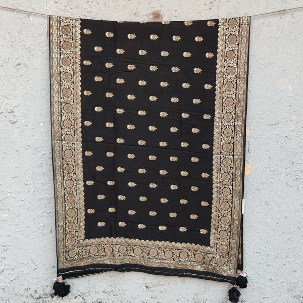 BANARASI BROCADE-Black Banarasi Brocade Dupatta