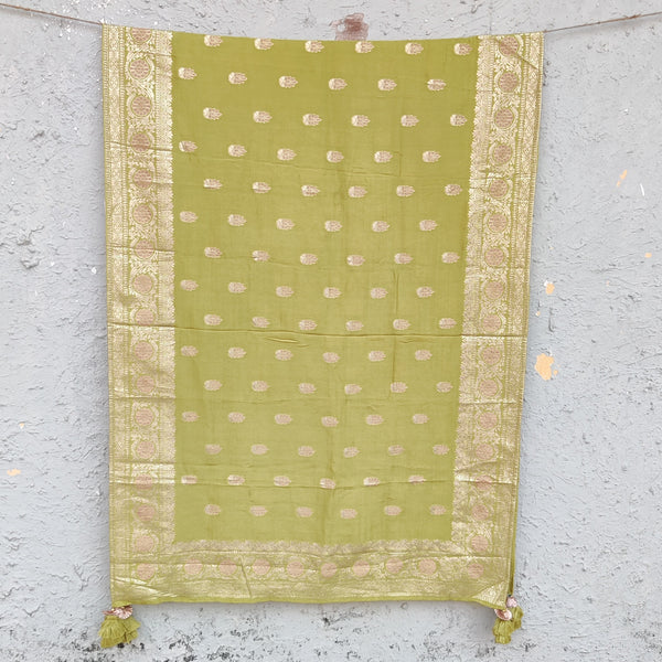 BANARASI BROCADE-Light Green Banarasi Brocade Dupatta