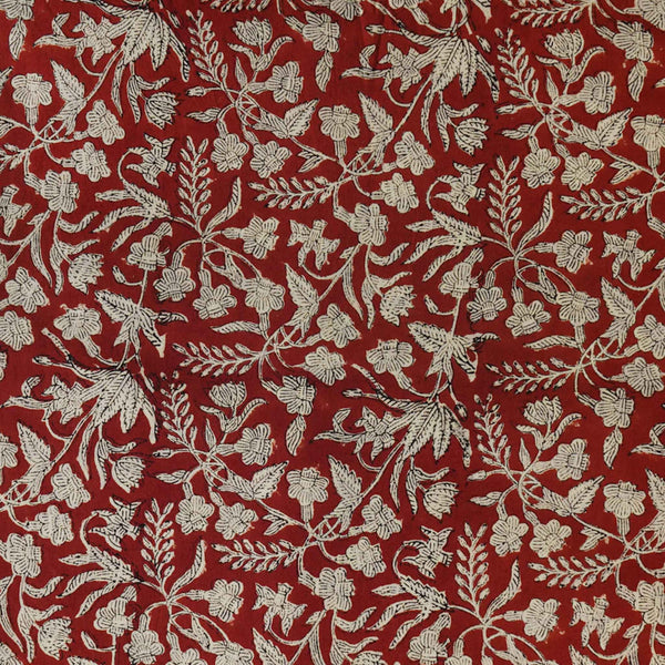 BLOUSE PIECE 1 METER Pure Cotton Bagru Rust With Cream Jaal Hand Block Print Fabric