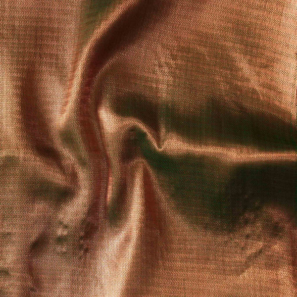 Banarasi Brocade Copper Zari Zig-Zag Hand Woven Fabric