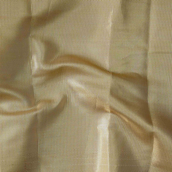 Banarasi Brocade  Cream With Golden Zari Intricate Design Hand Woven Fabric