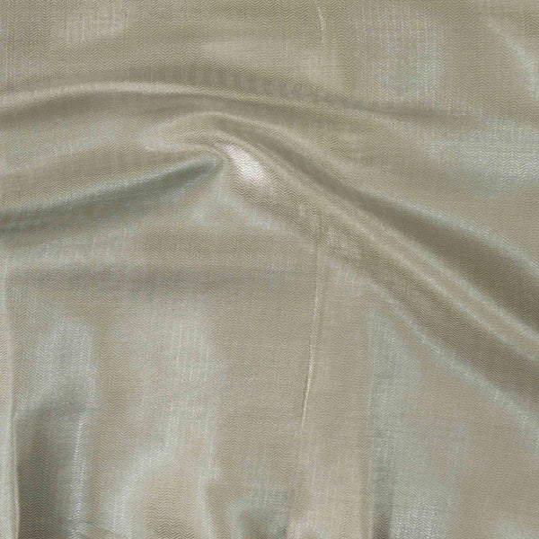 Banarasi Brocade Silver With Off White Zari Zig-Zag Hand Woven Fabric