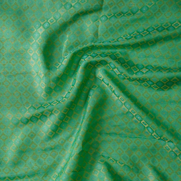 Banarasi Jacquard Light Green With Golden Self Design Hand Woven Fabric