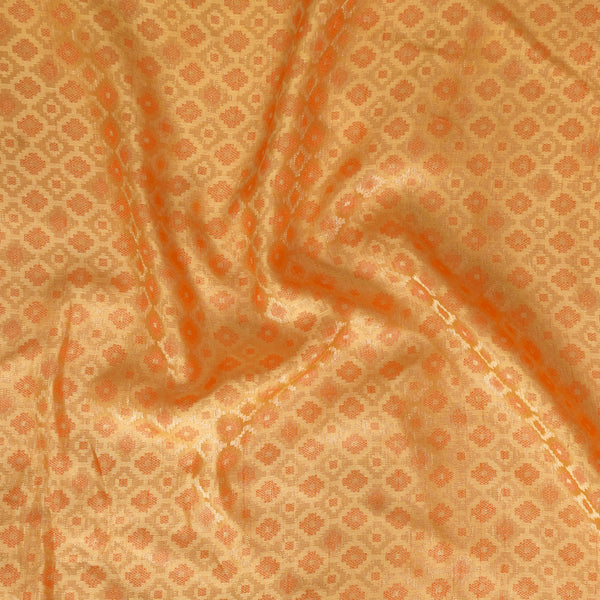 Banarasi Jacquard Orange With Golden Self Design Hand Woven Fabric