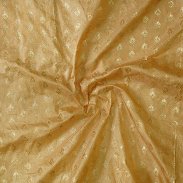 Brocade Cream With Golden Butti Hand Woven Fabric