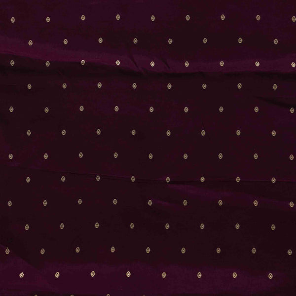 Brocade Dark Purple With Silver Dots Hand Woven Fabric