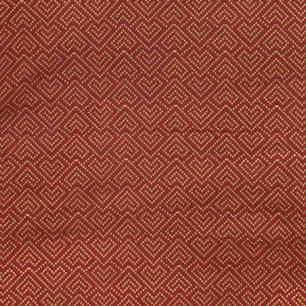 ( Pre-Cut 1.95 Meter ) Brocade Red With Golden Zari Intricate Design Hand Woven Fabric