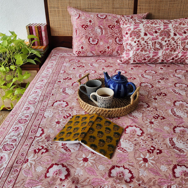 CHAMPA - Pure Cotton Hand Block Printed Jaipuri Bedsheet