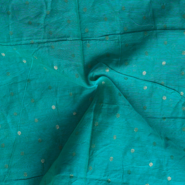 Chanderi Blue With Golden Butti Fabric