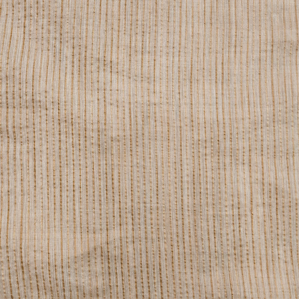 Pre-cut 1 meter Chanderi Cream With Golden Stripes Hand woven Fabric