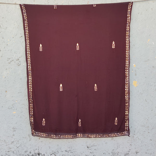 Chiffon Gota Work Dupatta Brown