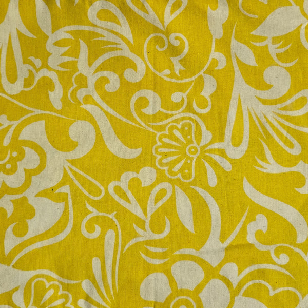 Cotton Print Flex Dark Yellow With White Flower Jaal  Fabric