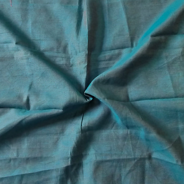 ( Pre-Cut 1.15 Meter ) Cotton Silk -Blue And Brown Shades Plain Fabric