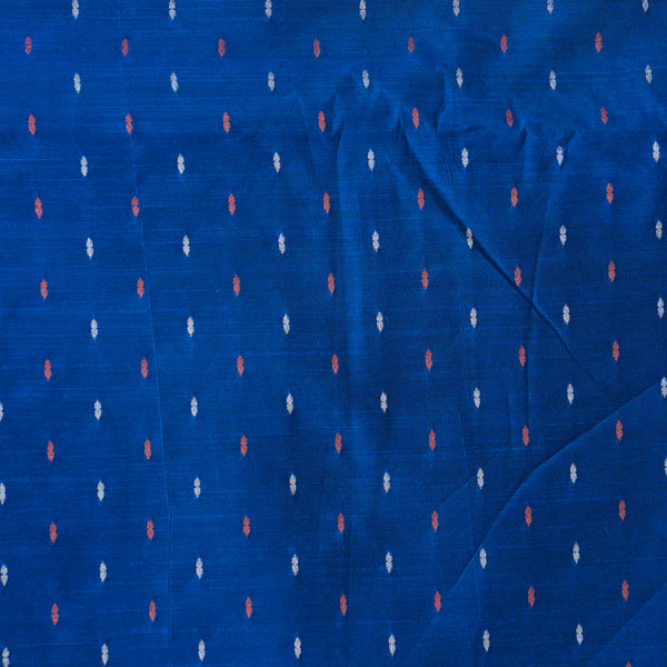 (Pre-Cut 0.90 Meter) Cotton Silk Brocade Navy Blue With Silver And Cooper Tiny Butti  Fabric