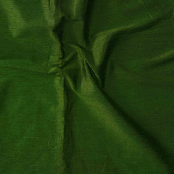 Cotton Silk Green Hand Woven Fabric