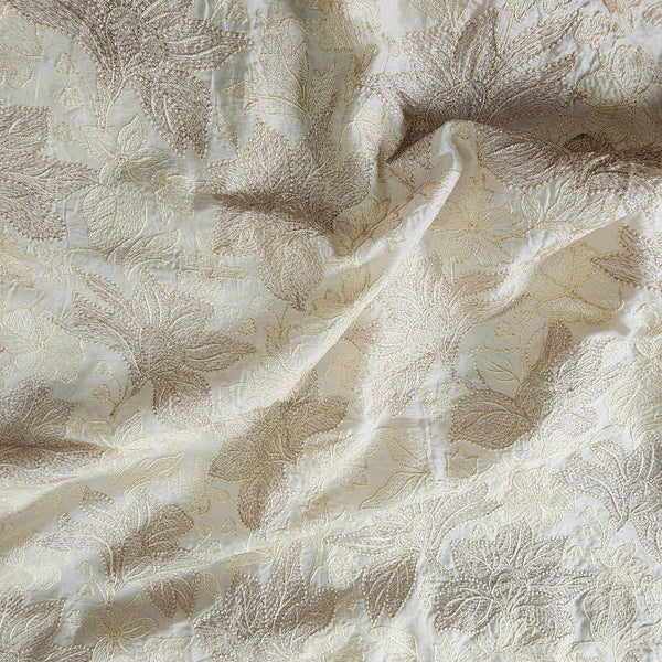 Cotton Silk With Heavy Emboiderey Fabric