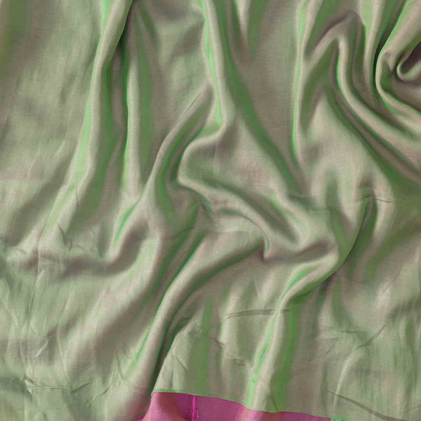 Pre Cut (0.8 Meter) Mango Silk Pink And Green Reversable Flowing Fabric