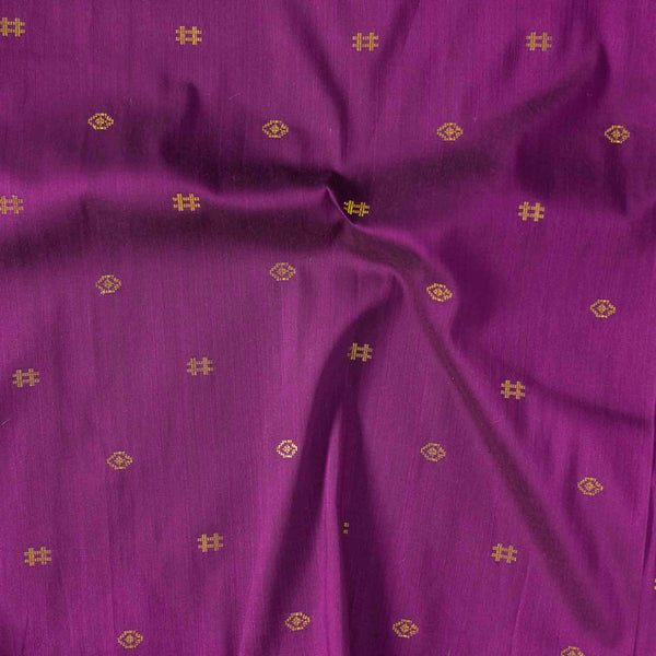 Cotton Silk Dark Purple With Golden Zari Design Hand Woven Fabric