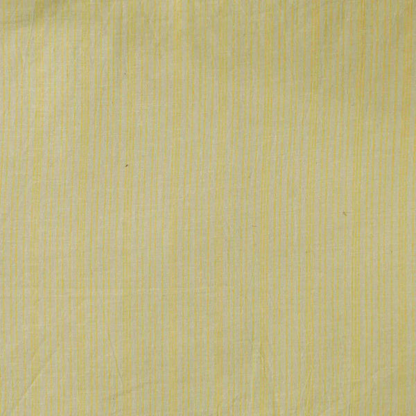 ( PRE-CUT 1.95 METER ) Pure Cotton Handloom White With Light Lemon Yellow Hand Woven Fabric