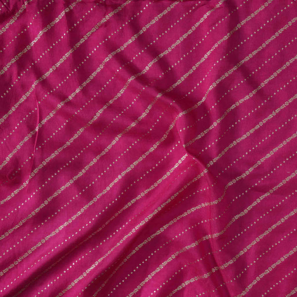 Dola Silk Royal Pink With Silver Zari Horizontal Stripes Hand Woven Fabric