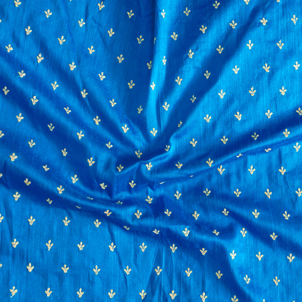 Slub Silk Cotton Sky Blue With Tiny Embroidered Butti Fabric