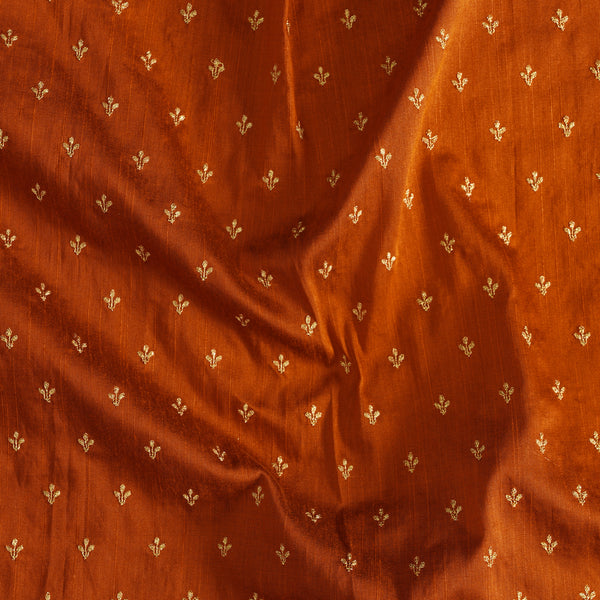 Slub Silk Cotton Orange With Tiny Embroidered Butti Fabric