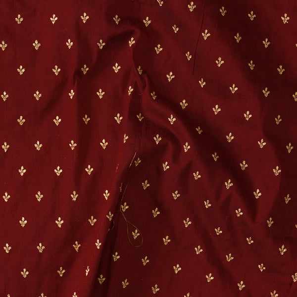 Slub Silk Cotton Maroon  With Tiny Embroidered Butti Fabric