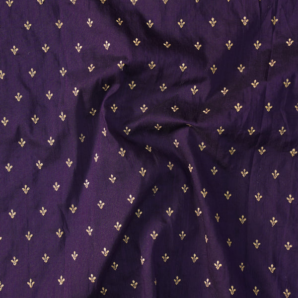 Slub Silk Cotton Royal Purple With Tiny Embroidered Butti Fabric