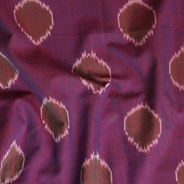 Pure Cotton Mercerised Purple And Blue Shade With Brown Big Circle Motif Woven Fabric