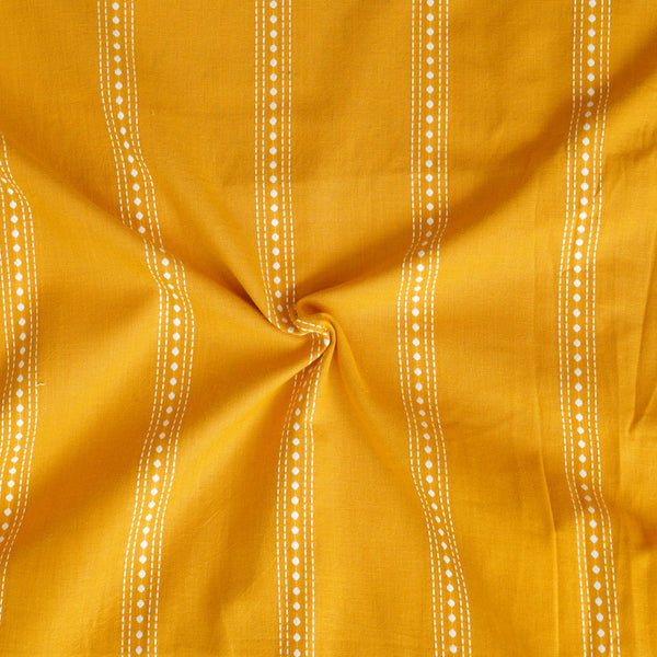 Pure Cotton Handloom Yellow With White Border Woven Fabric