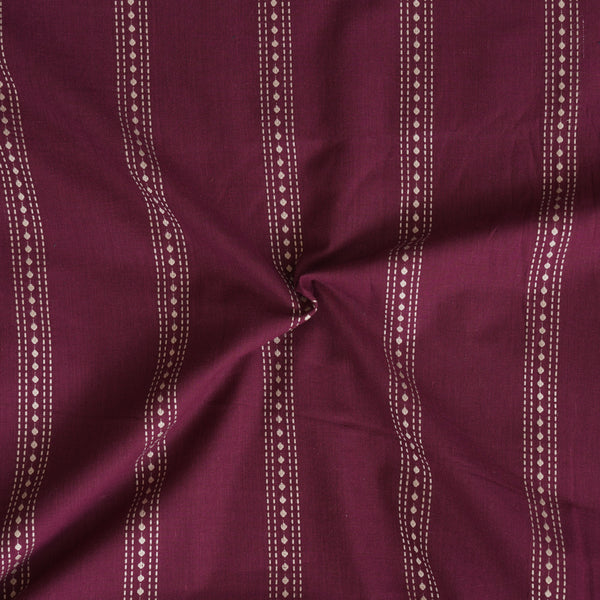 Pure Cotton Handloom Magenta With Cream Border Woven Fabric