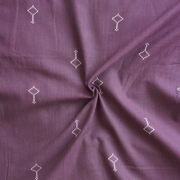 Pure Cotton Handloom Dark Purple With White Kite Design Woven Fabric