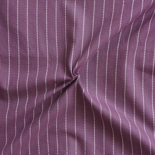 Pure Cotton Handloom Dark Purple With White Stripes Woven Fabric