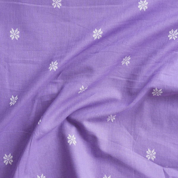 Pure Cotton Handloom Purple With White Flower Woven Fabric